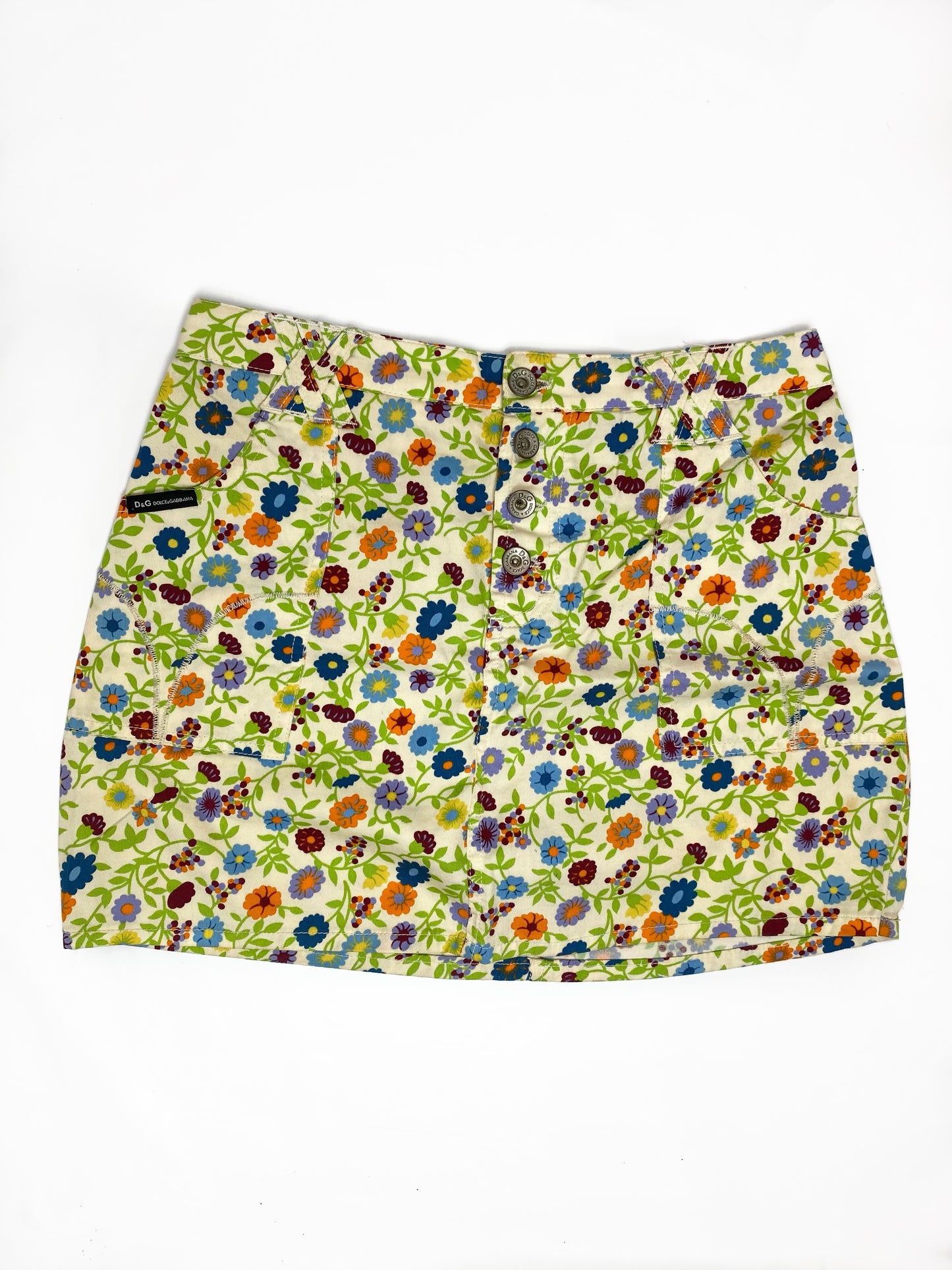 Dolce & Gabbana 00’s Green Floral Mini Skirt