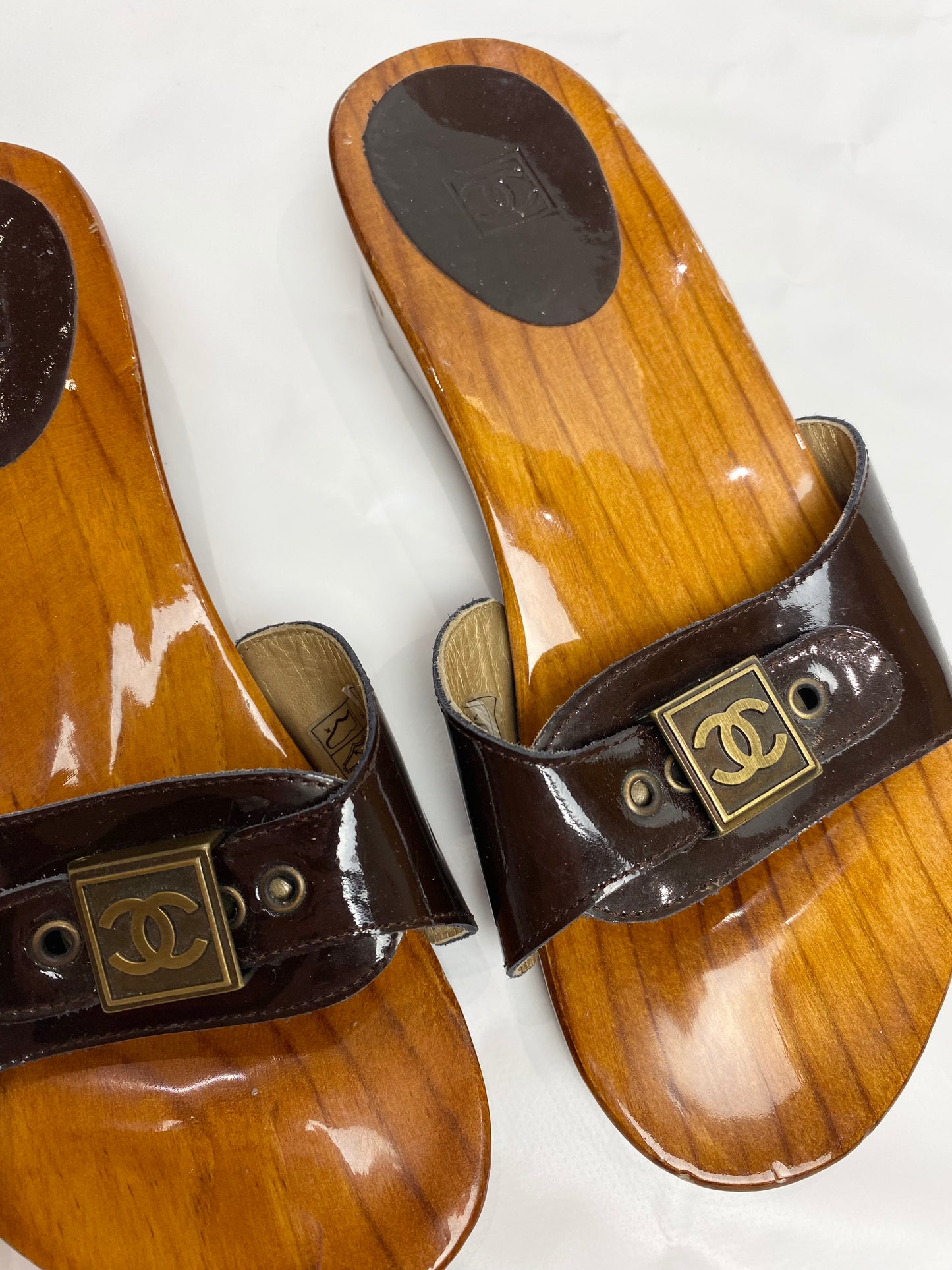 Chanel 90's Brown Wooden Clogs