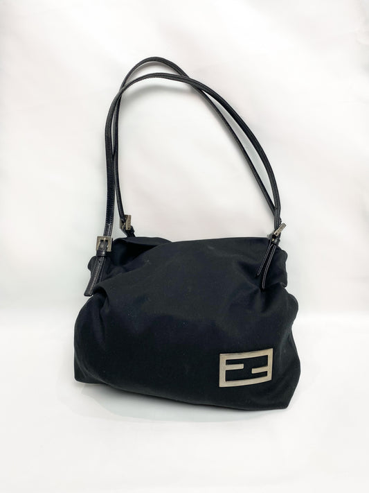 Fendi Black Nylon Cloth Tote Shoulder Bag