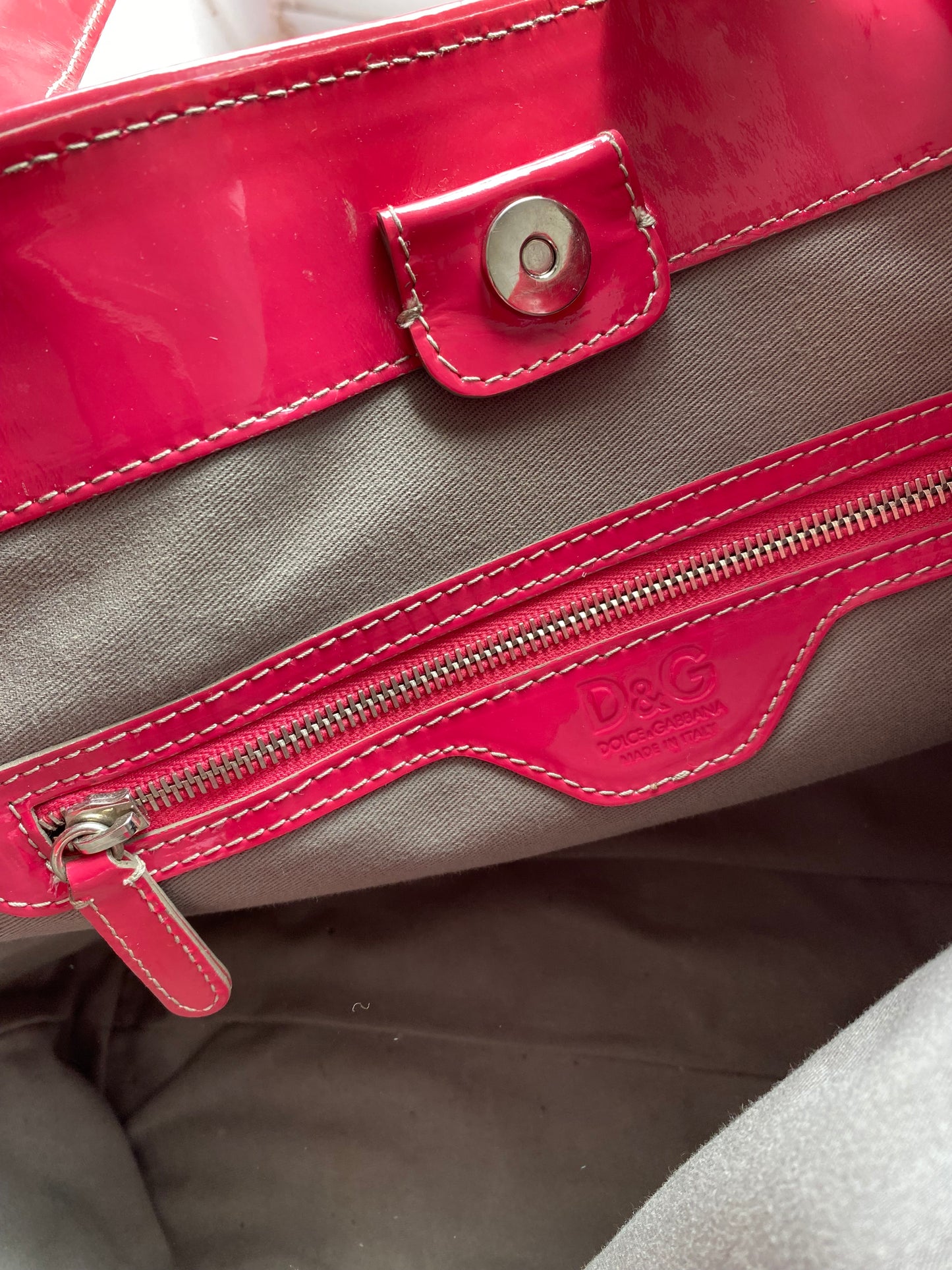 Dolce & Gabbana Vintage Hot Pink Patent Leather Tote Bag