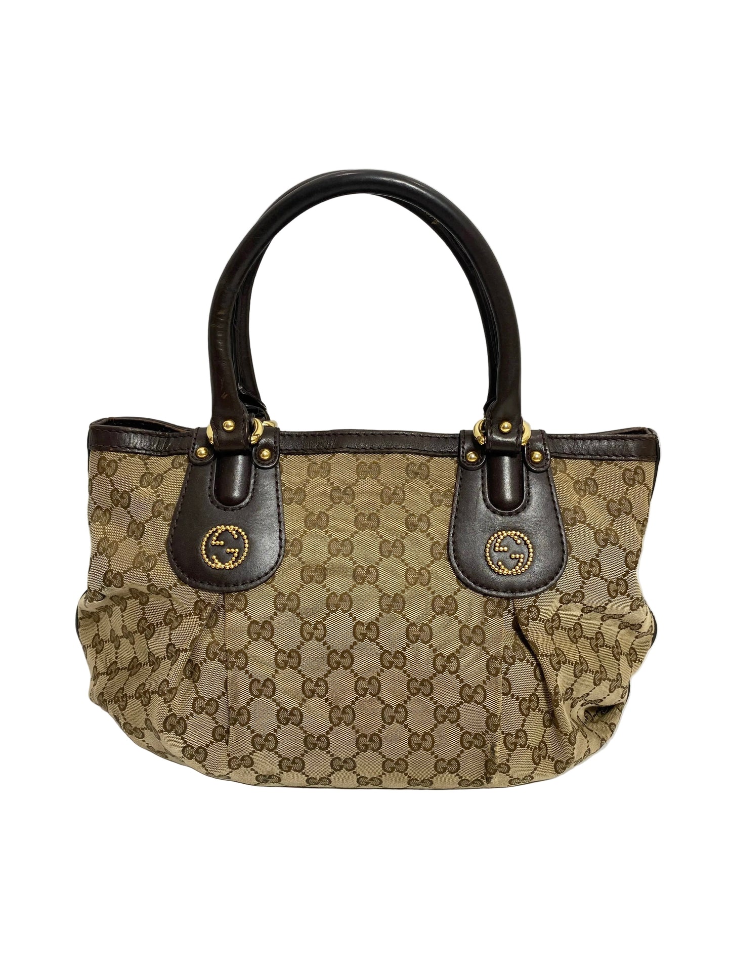 Gucci Vintage Scarlett Stud GG Tote Shoulder Bag