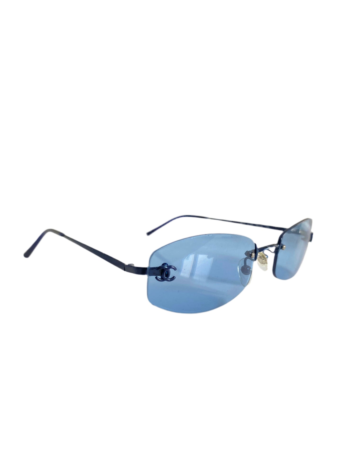 Chanel Vintage Dark Blue Rimless Sunglasses