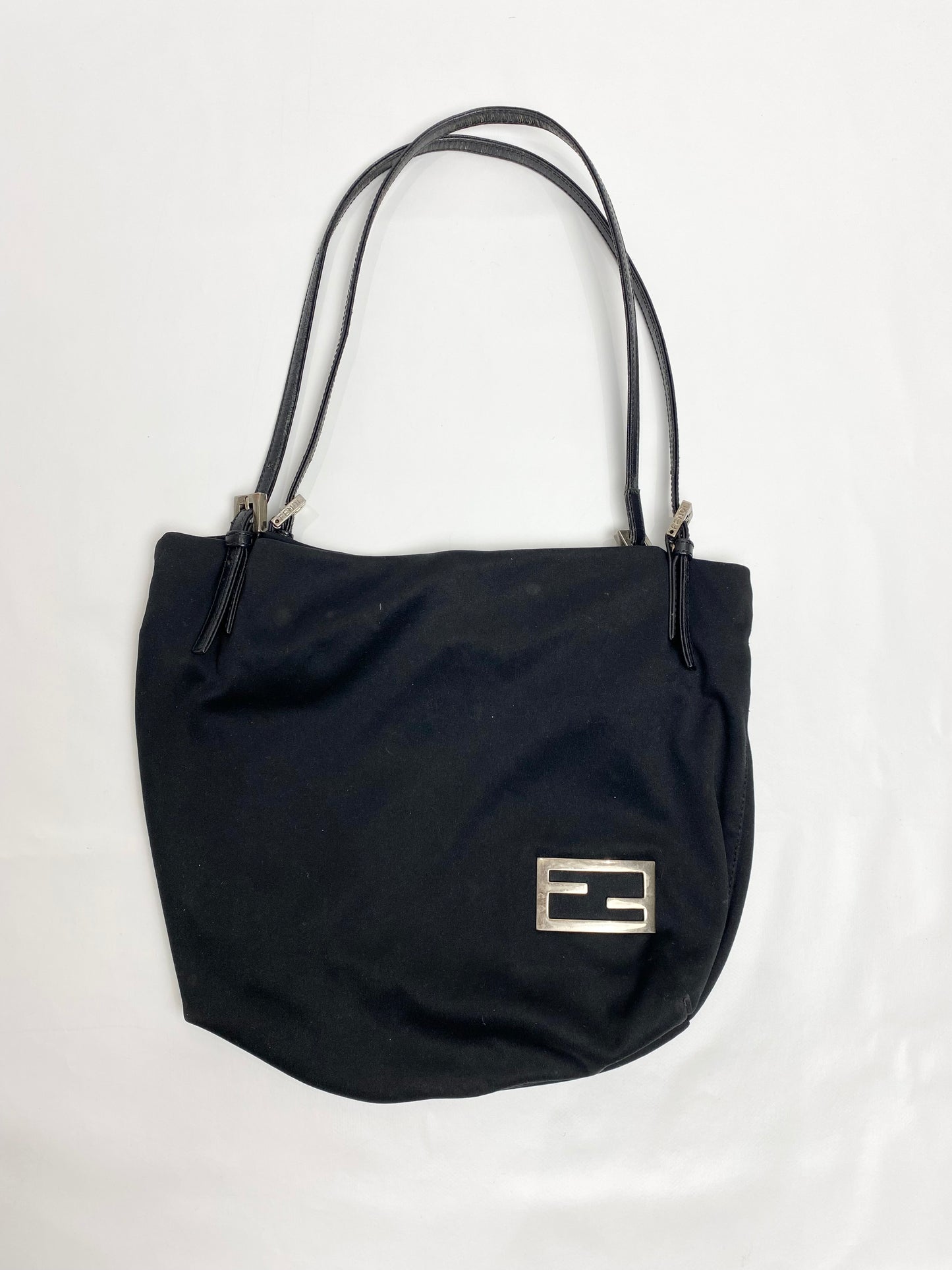 Fendi Black Nylon Cloth Tote Shoulder Bag