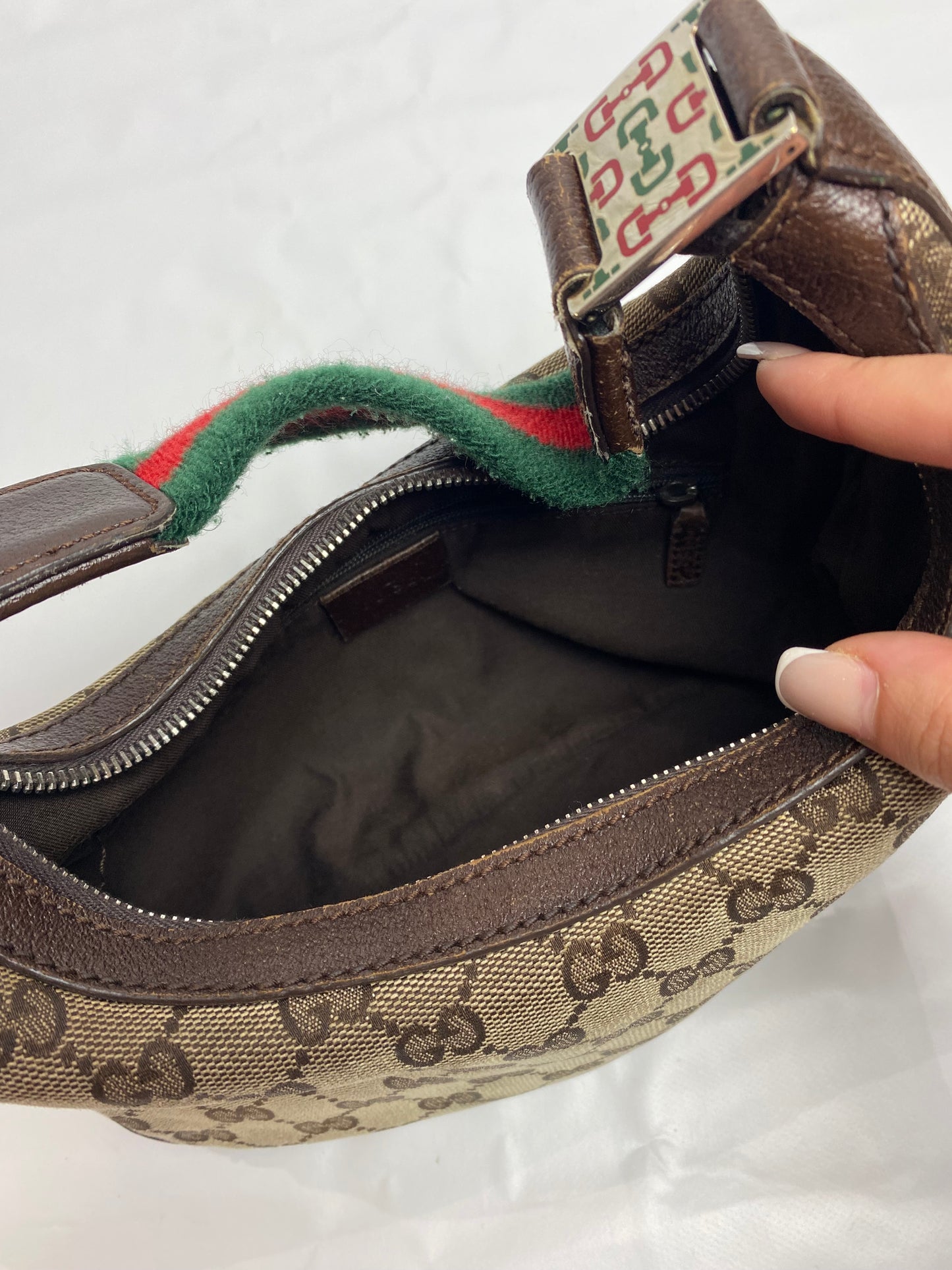 Gucci Brown Monogram Sherry Line Mini Hobo Bag