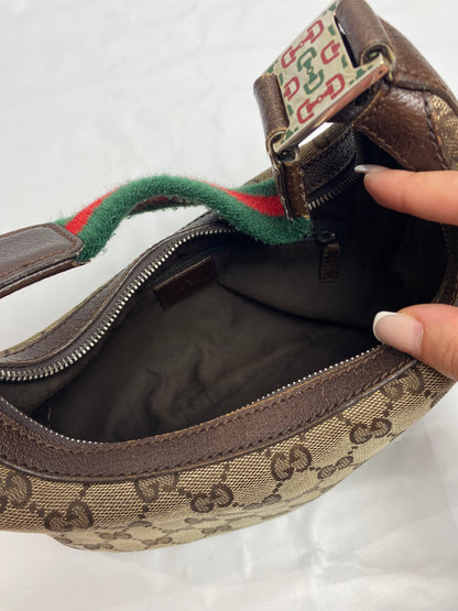 Gucci Brown Monogram Sherry Line Mini Hobo Bag