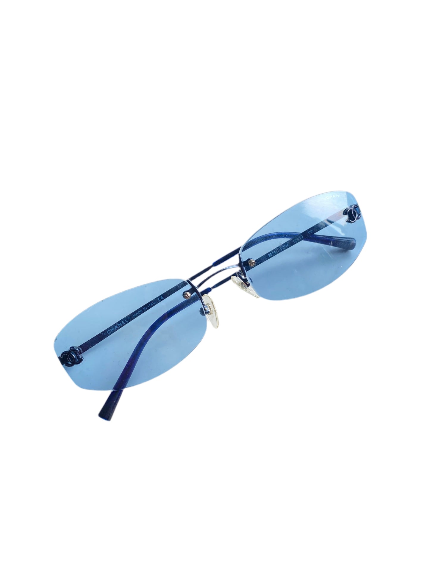 Chanel Vintage Dark Blue Rimless Sunglasses