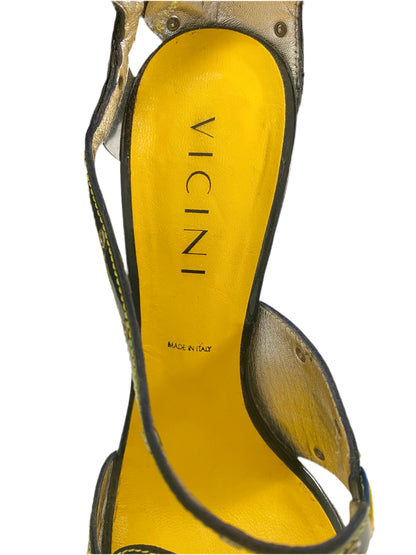 Giuseppe Zanotti Vicini Vintage Black & Yellow Strap Sandal Heels