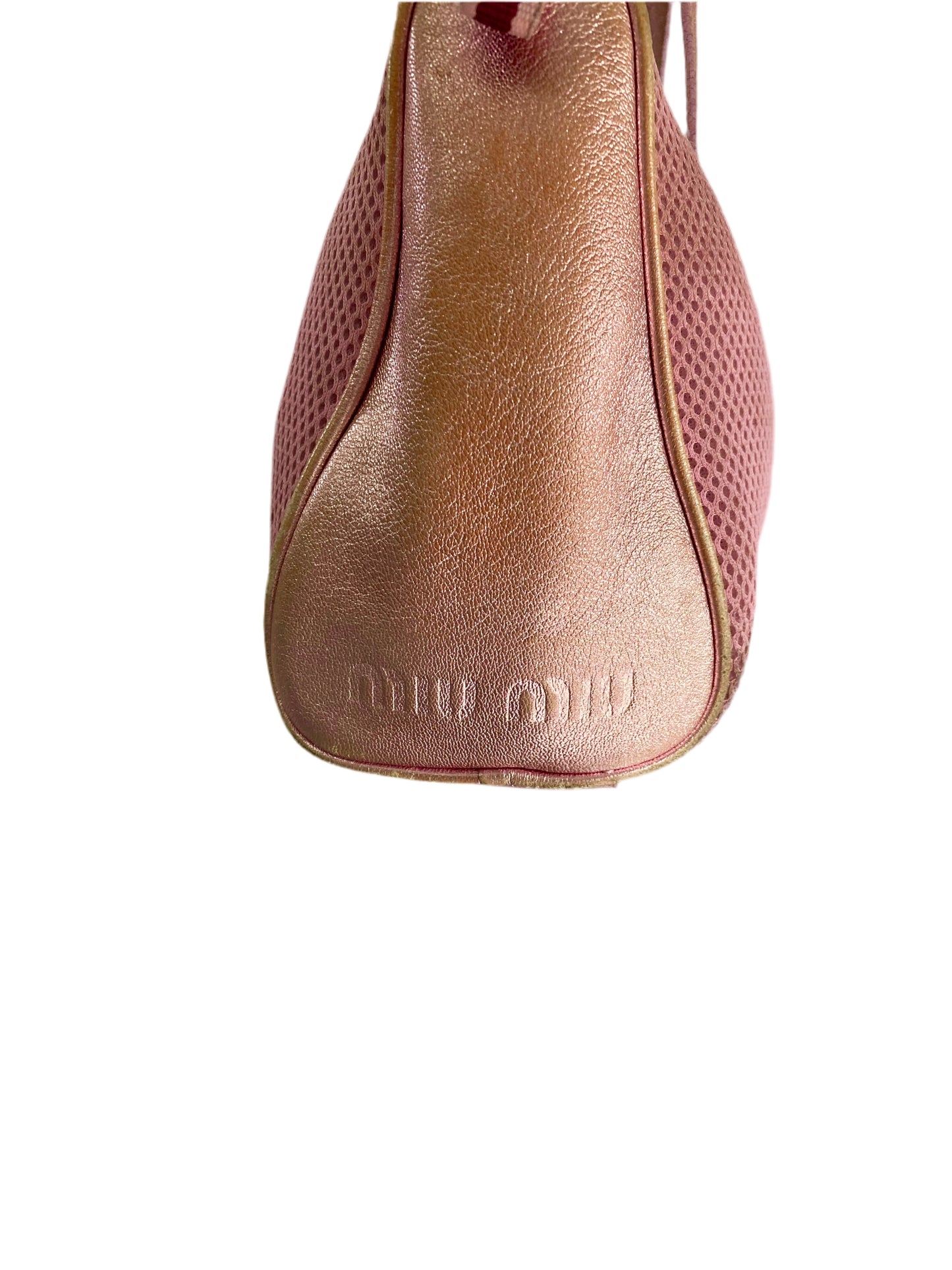 Miu Miu SS2000 Archive Metallic Pink Mesh Shoulder Bag
