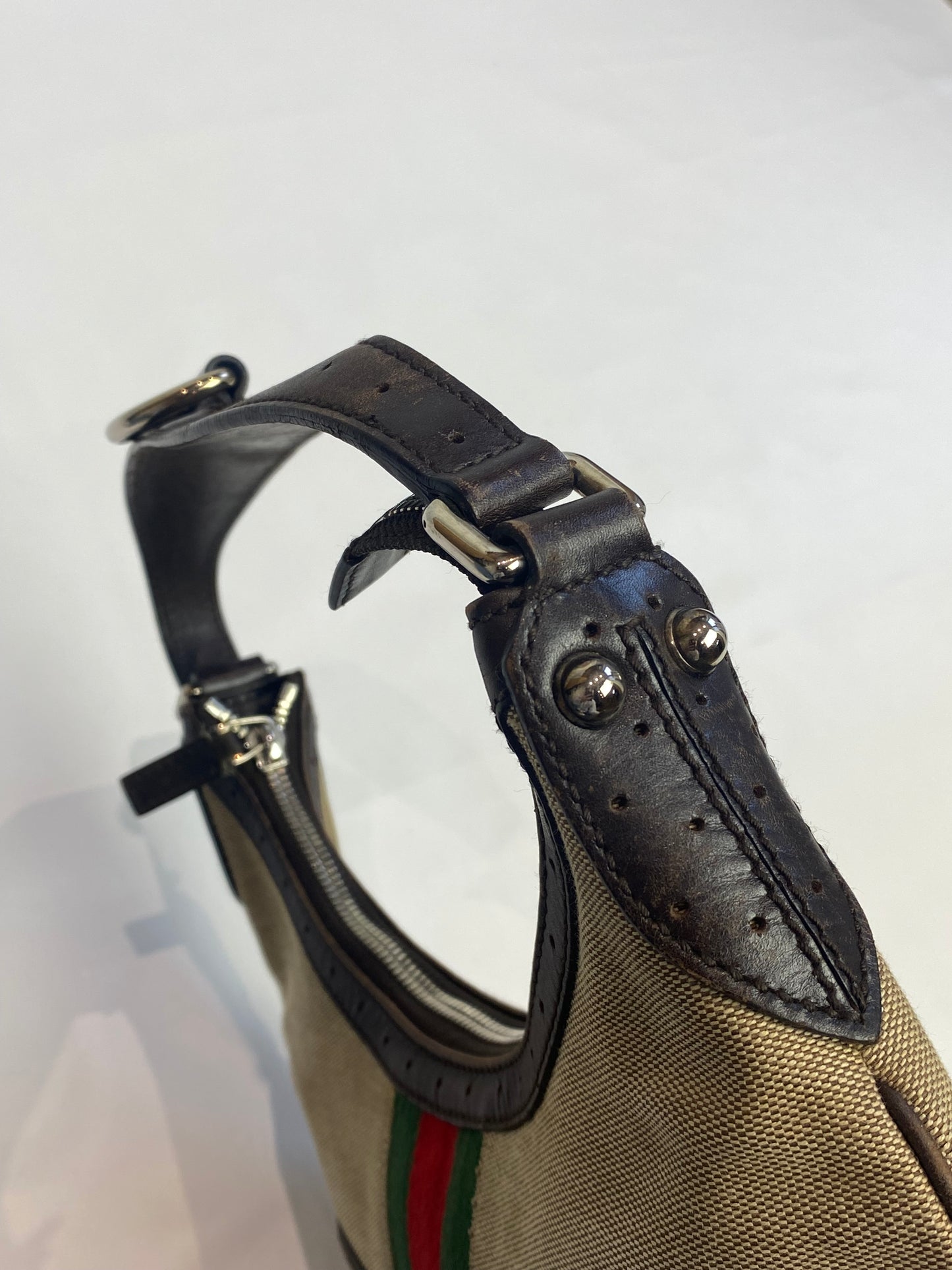 Gucci GG Reins Cream Canvas Sherry Line Shoulder Bag
