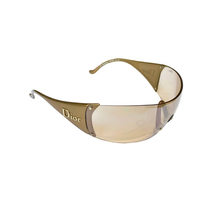 Dior Vintage Gold Ski 5 Wrap Around Sunglasses John Galliano