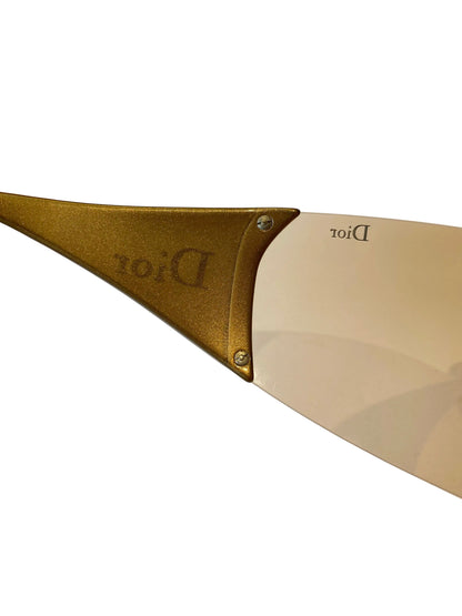 Dior Vintage Gold Ski 5 Wrap Around Sunglasses John Galliano
