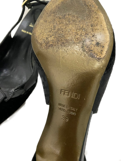 Fendi Zucca FF Logo Slingback Front Bow Heels