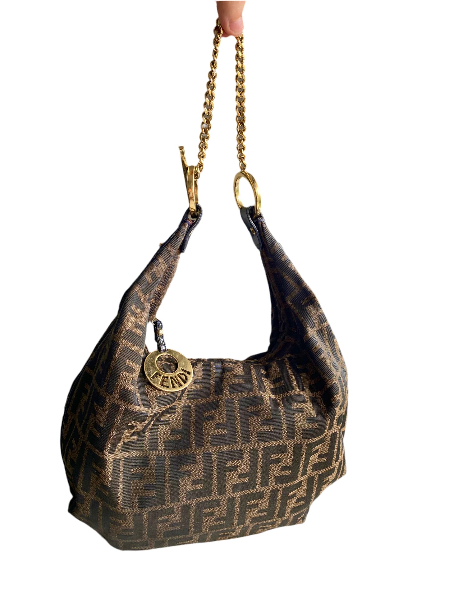 Fendi Zucchino Canvas Baguette Bag