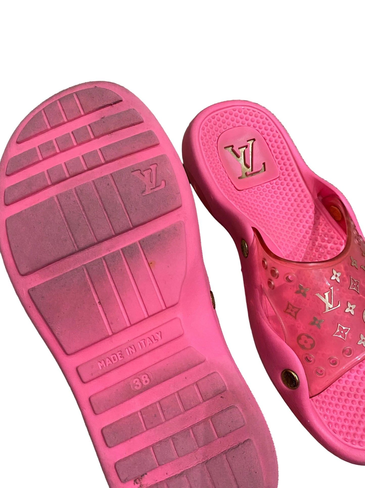 Louis Vuitton Hot Pink Pool Rubber Jelly Slides