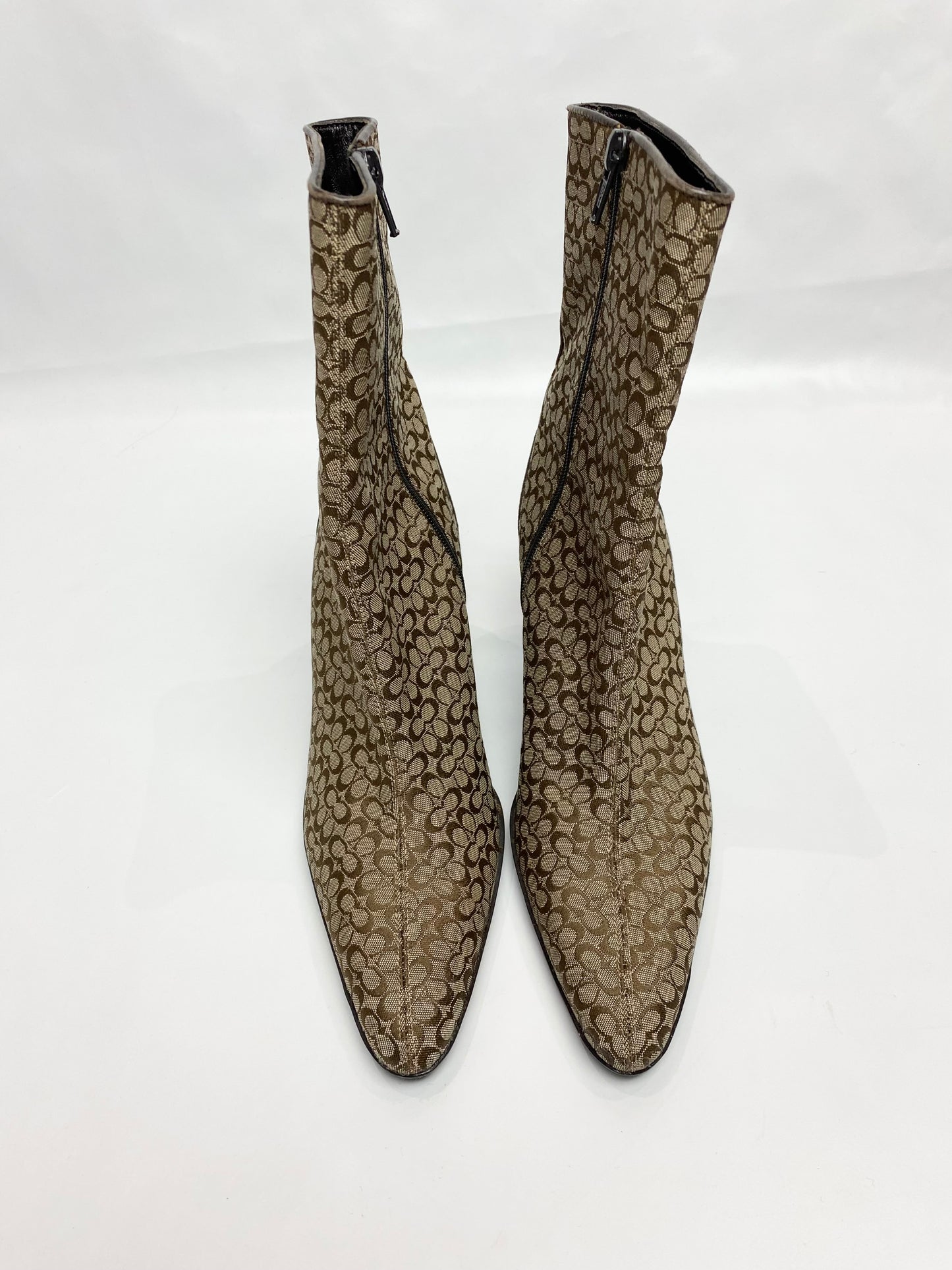 Coach Monogram Canvas Jeri Ankle Boots