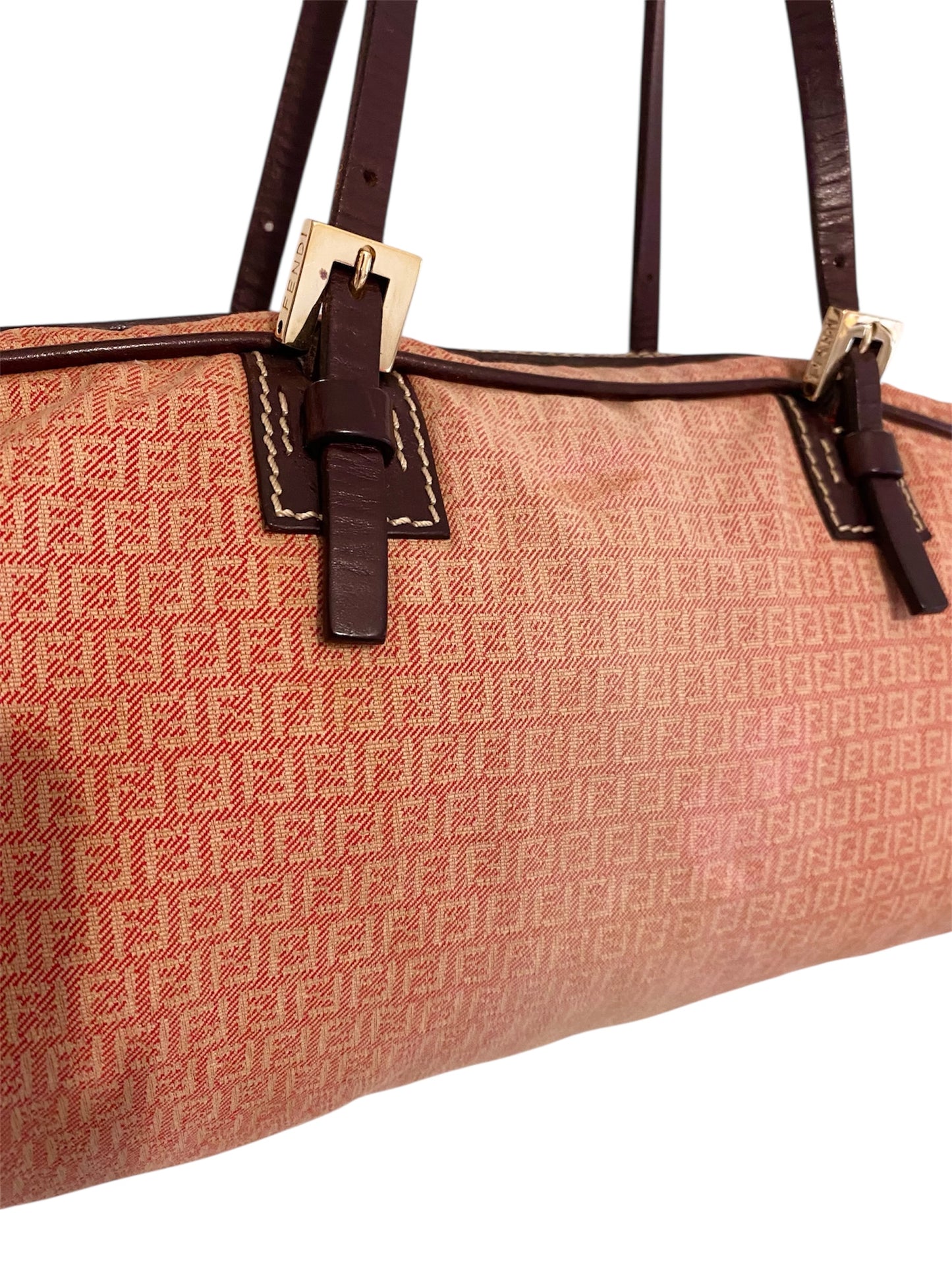 Fendi Zucchino Canvas Baguette Bag in Rose Pink