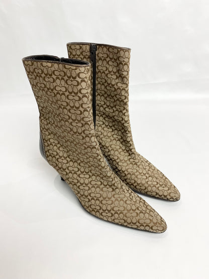 Coach Monogram Canvas Jeri Ankle Boots