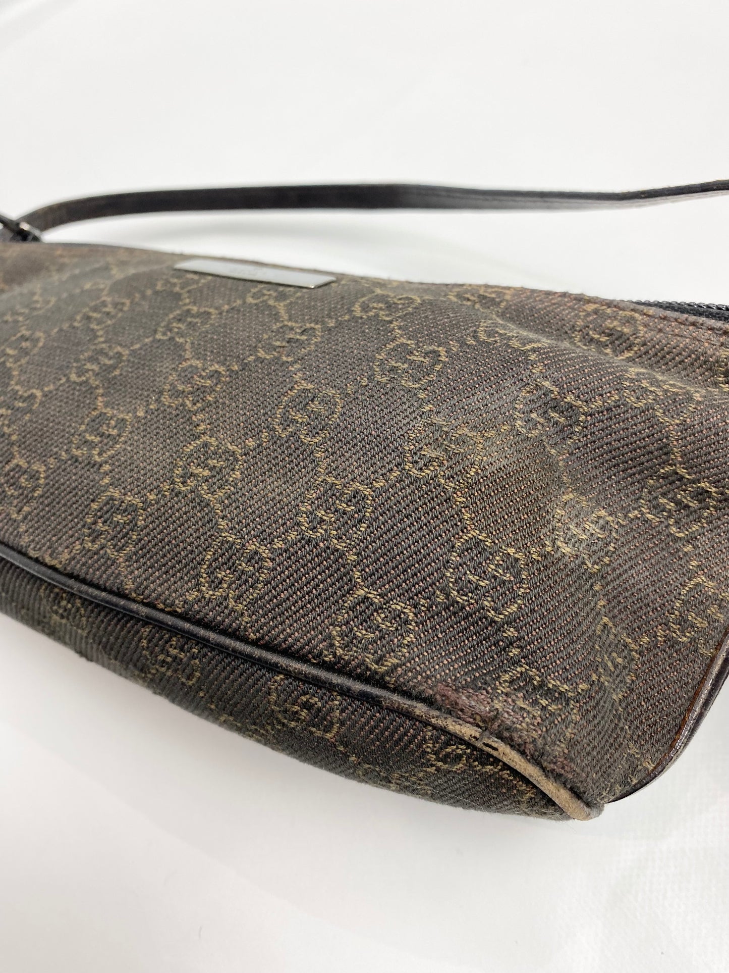 Gucci GG Monogram Dark Brown Demin Pochette Bag