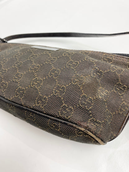 Gucci GG Monogram Dark Brown Demin Pochette Bag