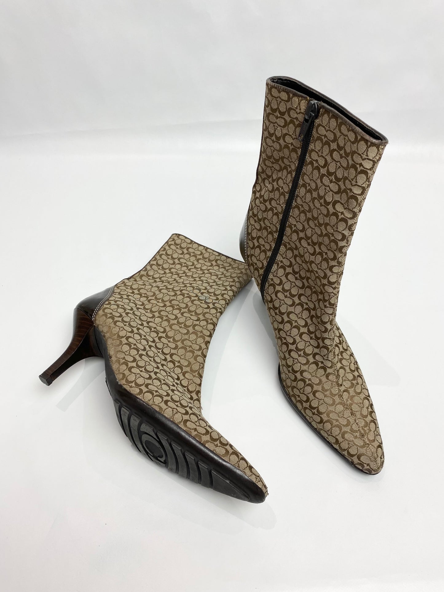 Coach Monogram Canvas Jeri Ankle Boots