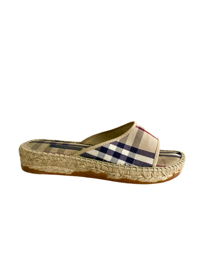 Burberry Vintage Nova Check Espidrille Sandals Cream