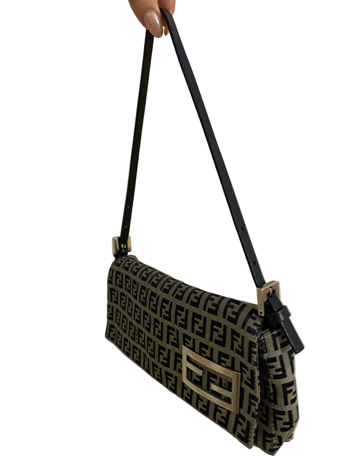 Fendi Vintage FF Zucchino Baguette Shoulder Bag