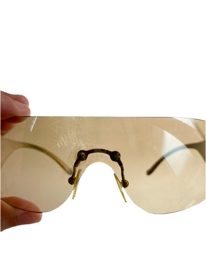 Dior Vintage Gold Ski 6 Wrap Around Sunglasses John Galliano