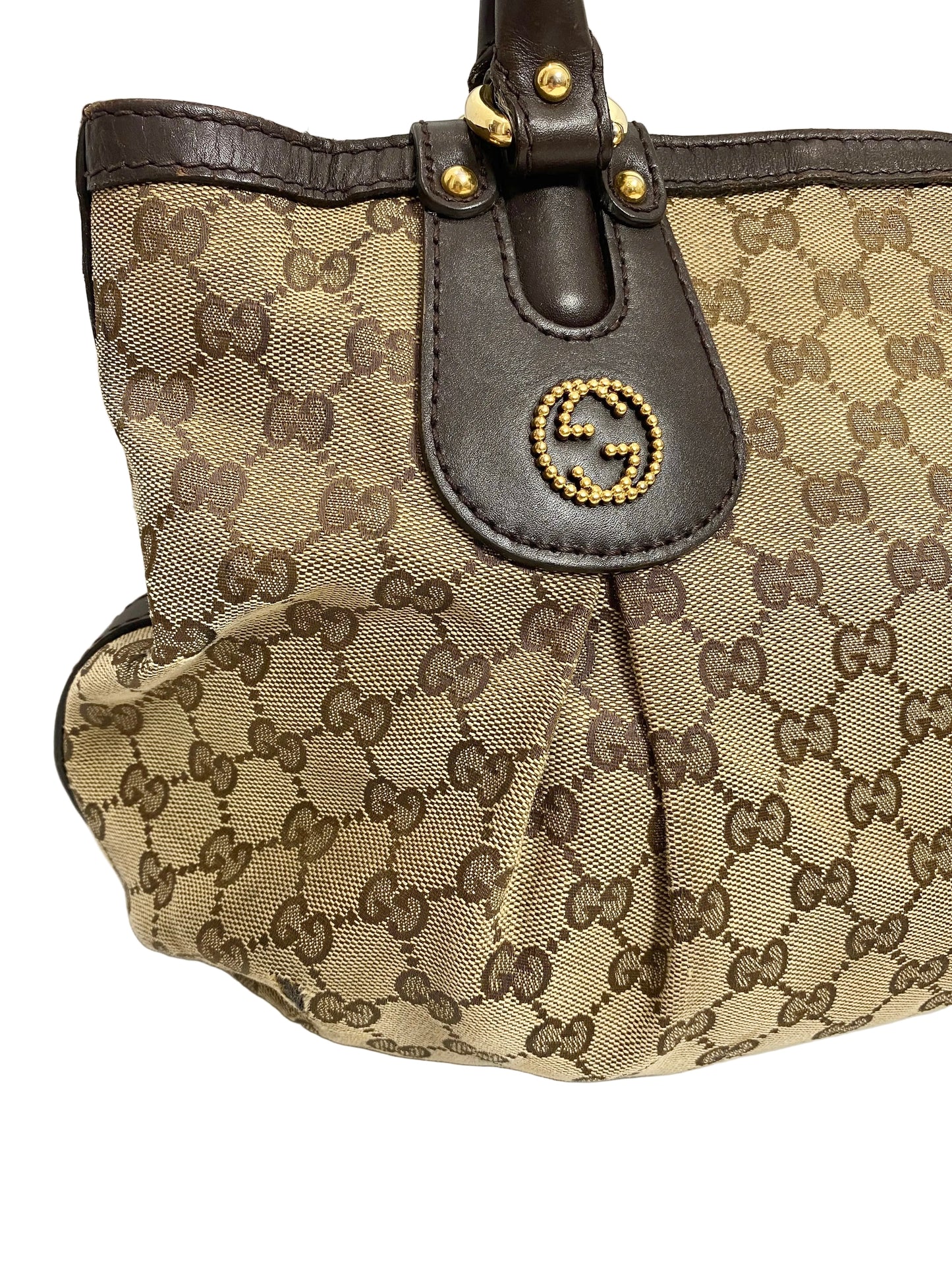 Gucci Vintage Scarlett Stud GG Tote Shoulder Bag