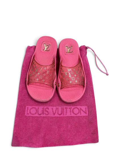 Louis Vuitton Hot Pink Pool Rubber Jelly Slides