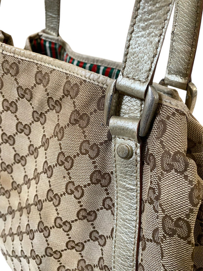 Gucci GG Canvas Brown Gold Abbey Tote Bag