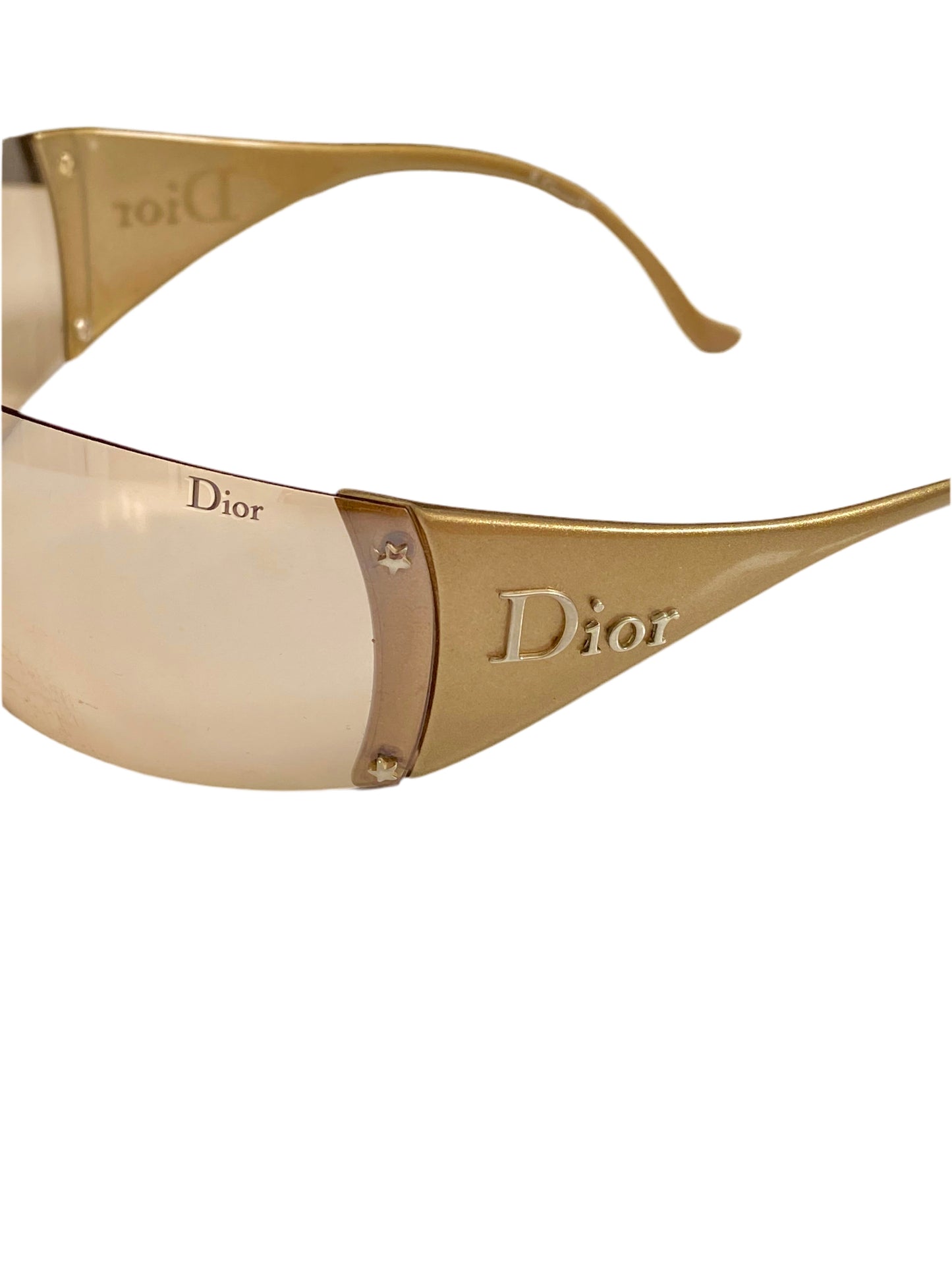 Dior Vintage Gold Ski 6 Wrap Around Sunglasses John Galliano