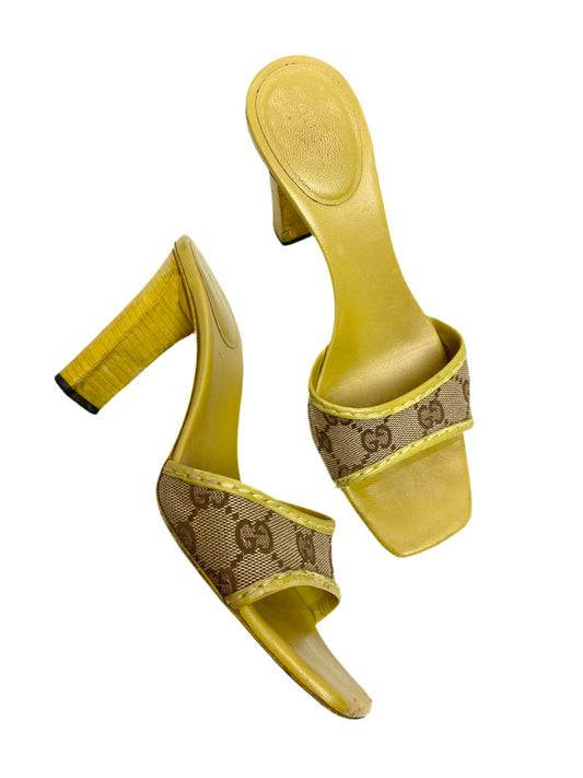 Gucci Mustard Yellow GG Monogram Mule Heels