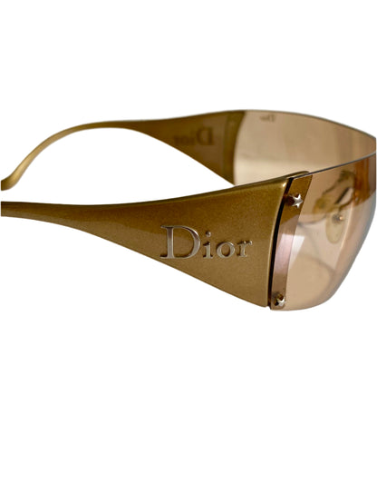 Dior Vintage Gold Ski 6 Wrap Around Sunglasses John Galliano