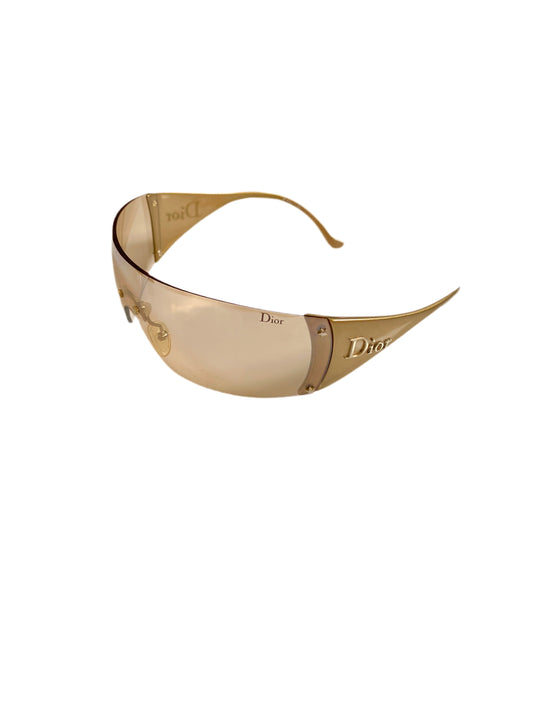 Dior Vintage Gold Ski 6 Wrap Around Sunglasses John Galliano