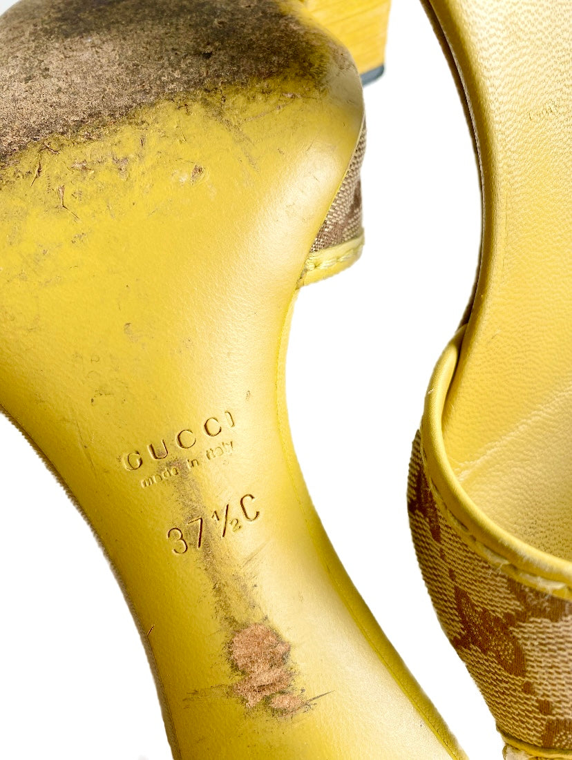 Gucci Mustard Yellow GG Monogram Mule Heels