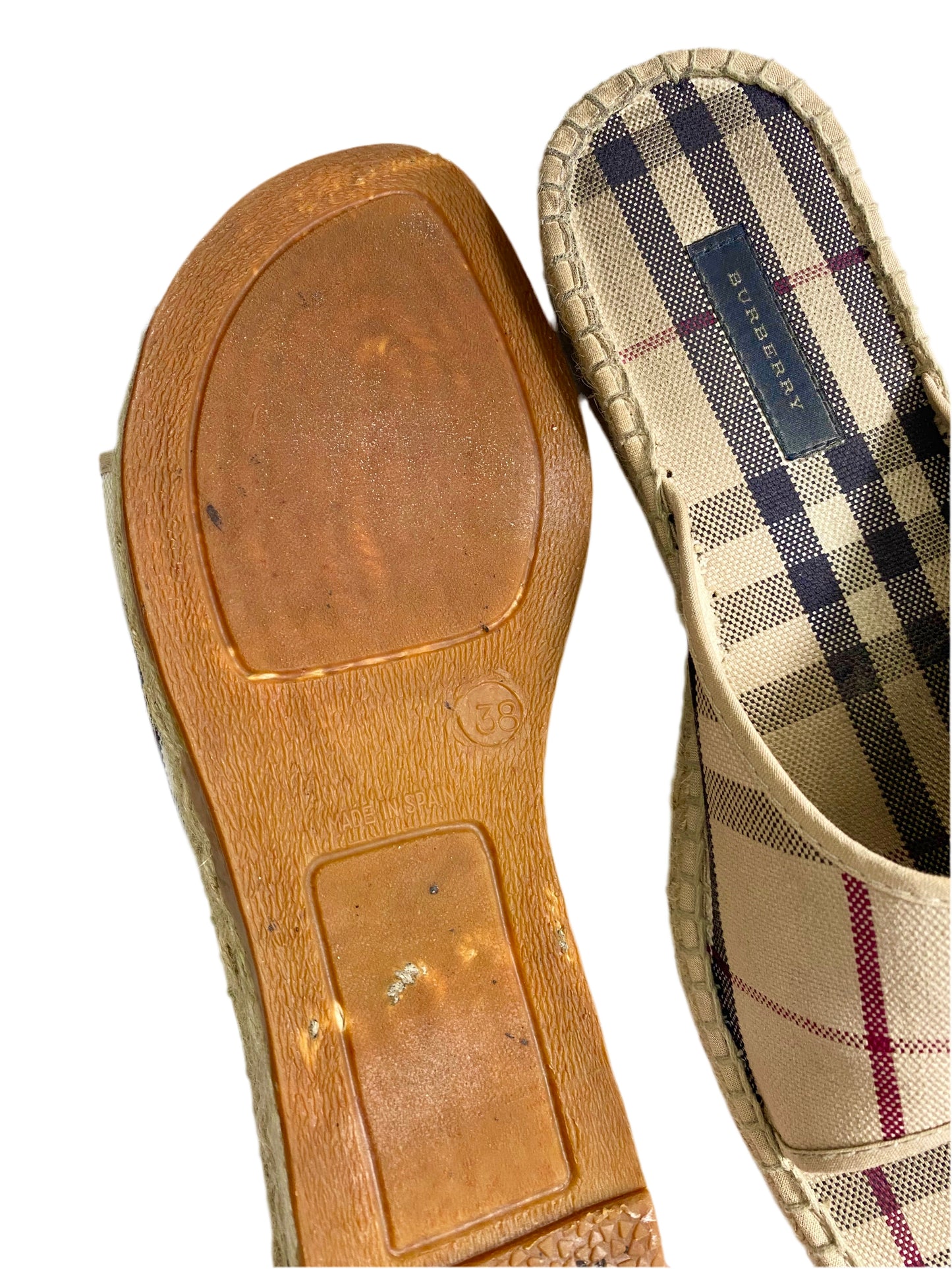 Burberry Vintage Nova Check Espidrille Sandals Cream