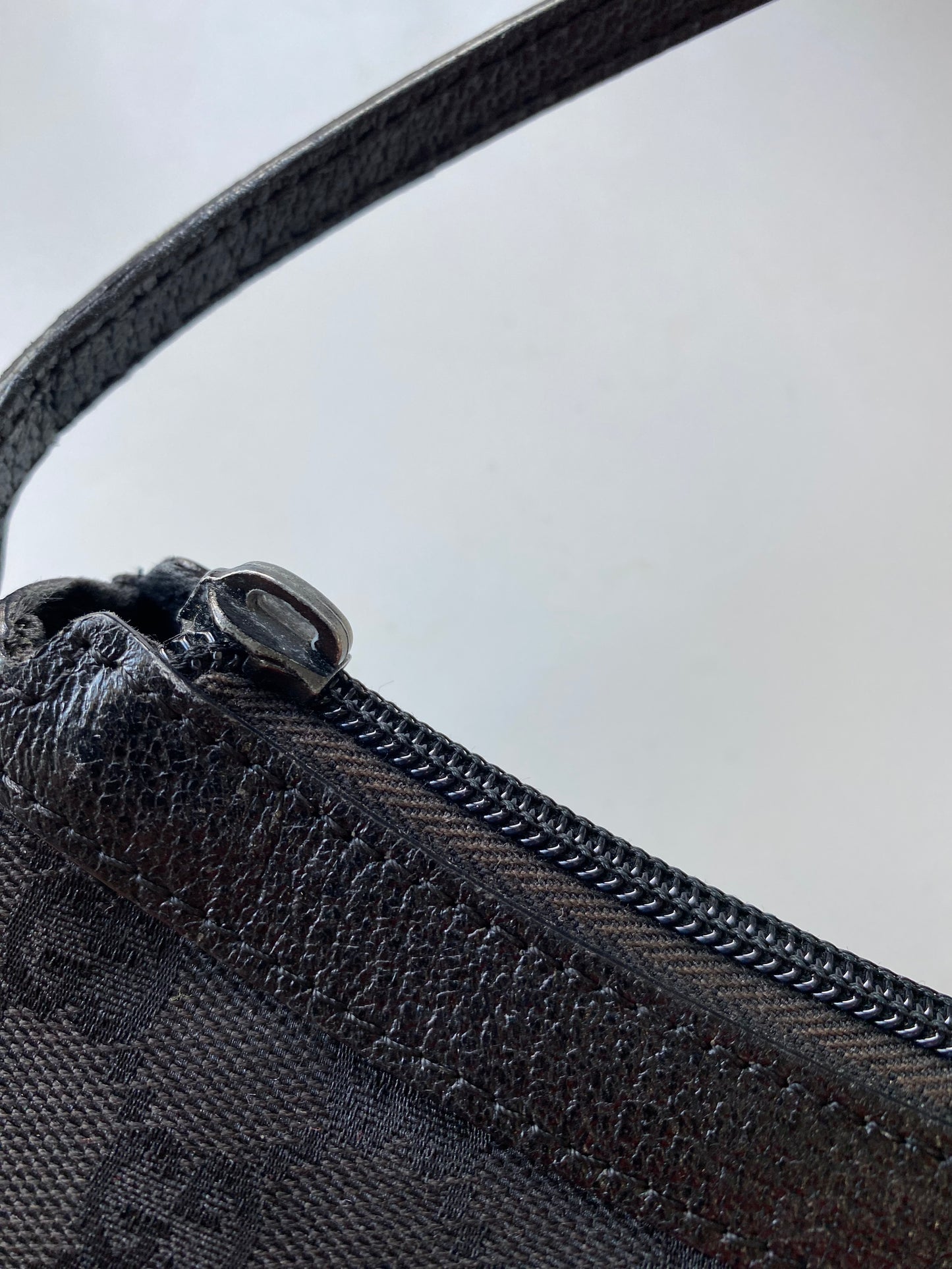 Gucci GG Monogram Black Canvas Gold Charm Shoulder Bag