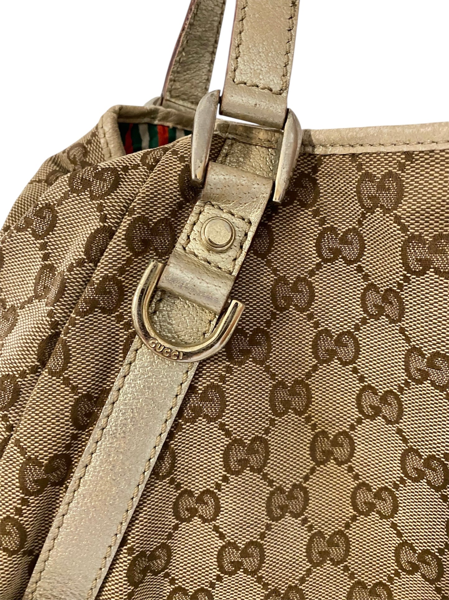 Gucci GG Canvas Brown Gold Abbey Tote Bag