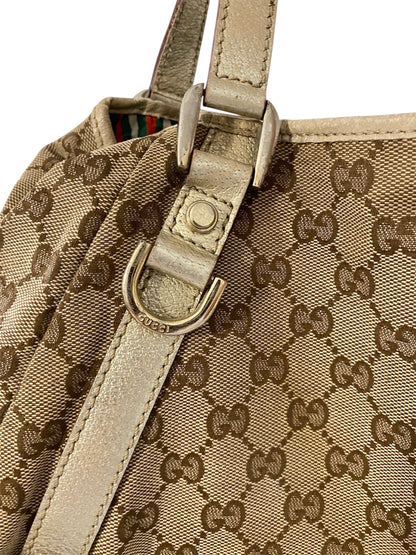 Gucci GG Canvas Brown Gold Abbey Tote Bag