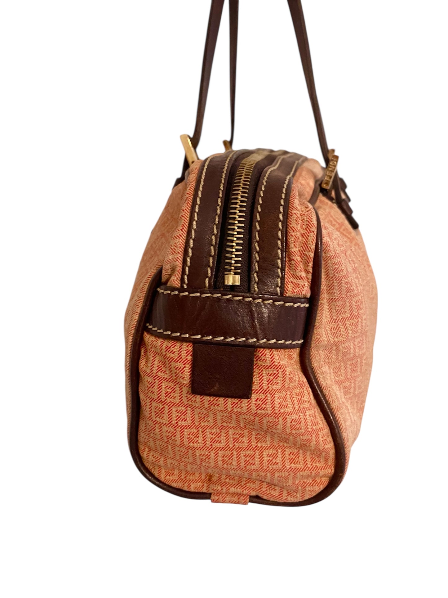 Fendi Zucchino Canvas Baguette Bag in Rose Pink