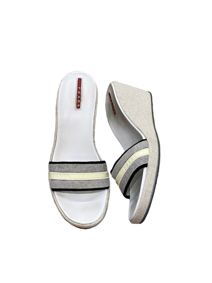 Prada Vintage Stripe Wedge Sandals