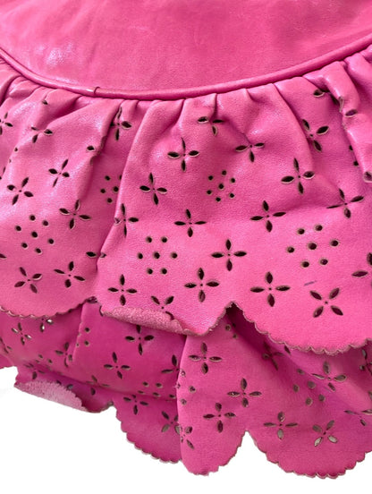 Christian Dior Hot Pink / Fuchsia Gypsy Ruffle Hobo Shoulder Bag
