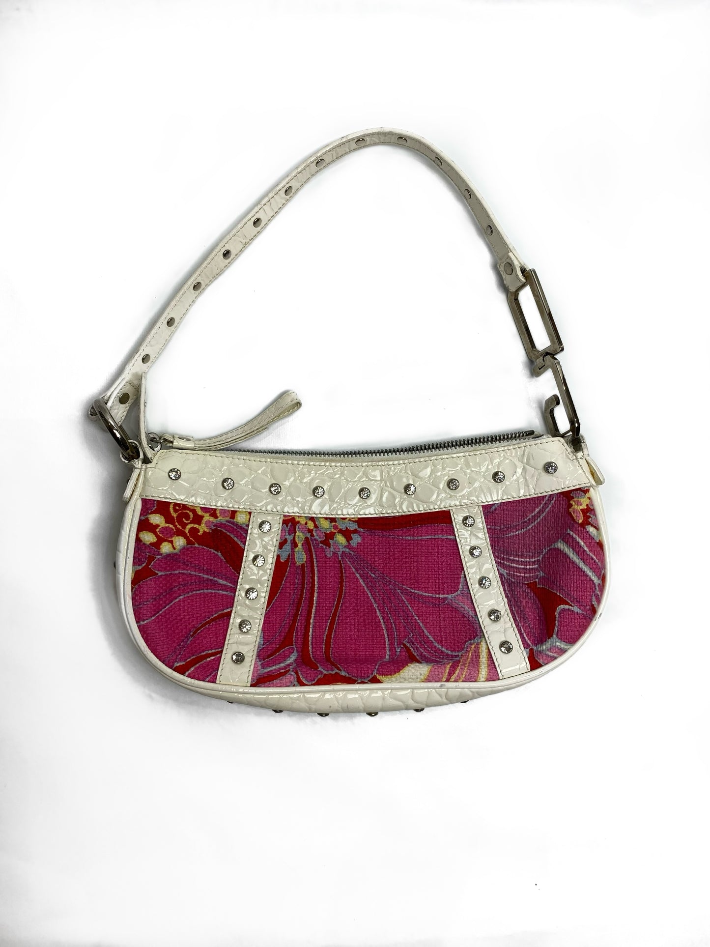 Dolce & Gabbana Swarovski Studded Pink Floral Print Bag