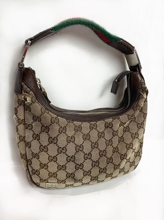 Gucci Brown Monogram Sherry Line Mini Hobo Bag