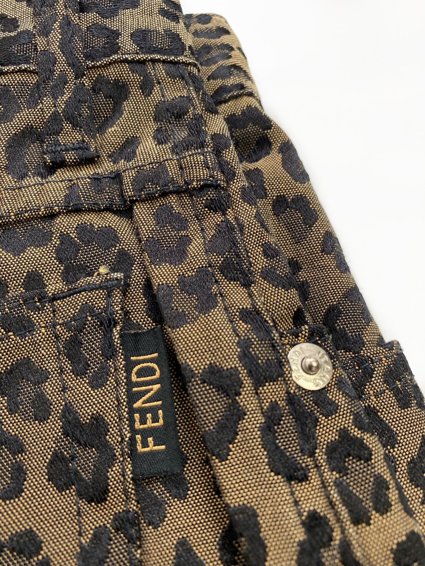 Fendi Brown Leopard Print Zucca FF Trousers