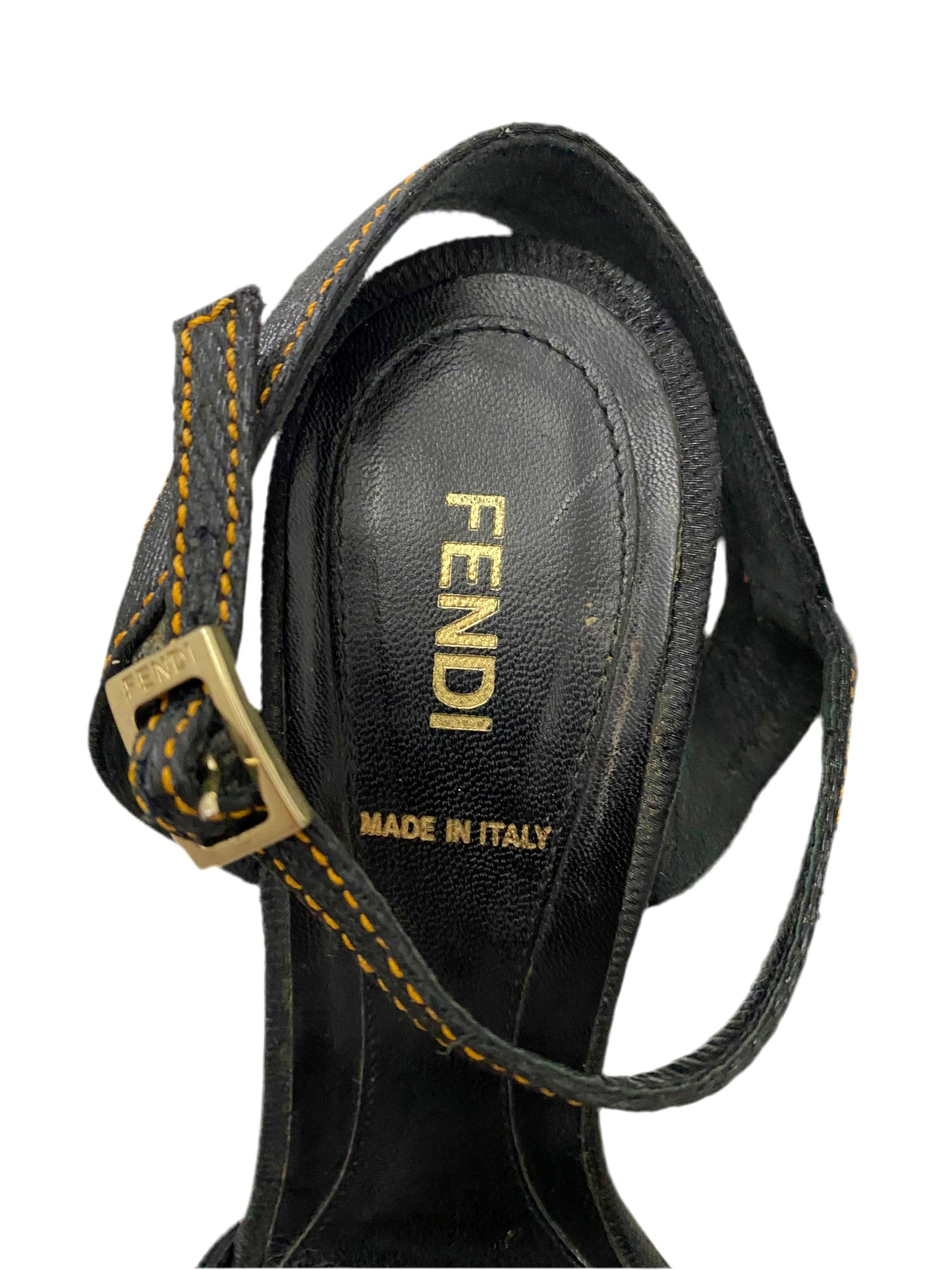 Fendi Leather Zucca Brown Heels