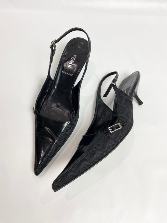 Fendi Zucca FF Logo Slingback Heels