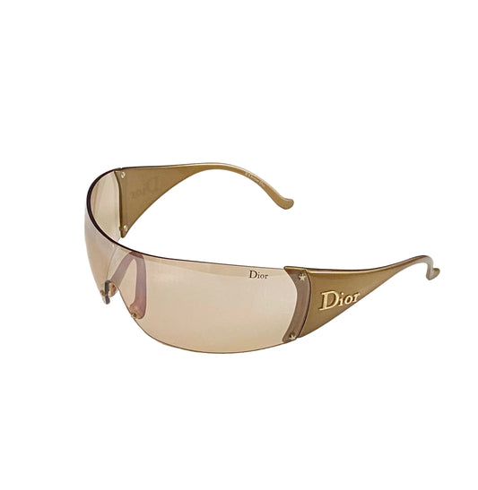 Dior Vintage Gold Ski 5 Wrap Around Sunglasses John Galliano