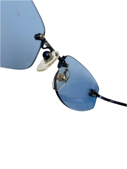 Chanel Vintage Dark Blue Rimless Sunglasses