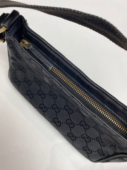 Gucci GG Monogram Canvas Black Pouch Shoulder Bag